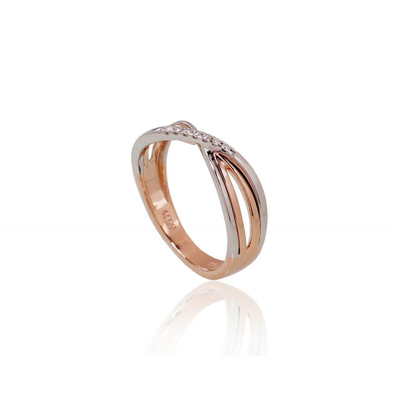 Gold ring 1100650(Au-R+Au-W)_DI, White/Red Gold 585°, Diamonds