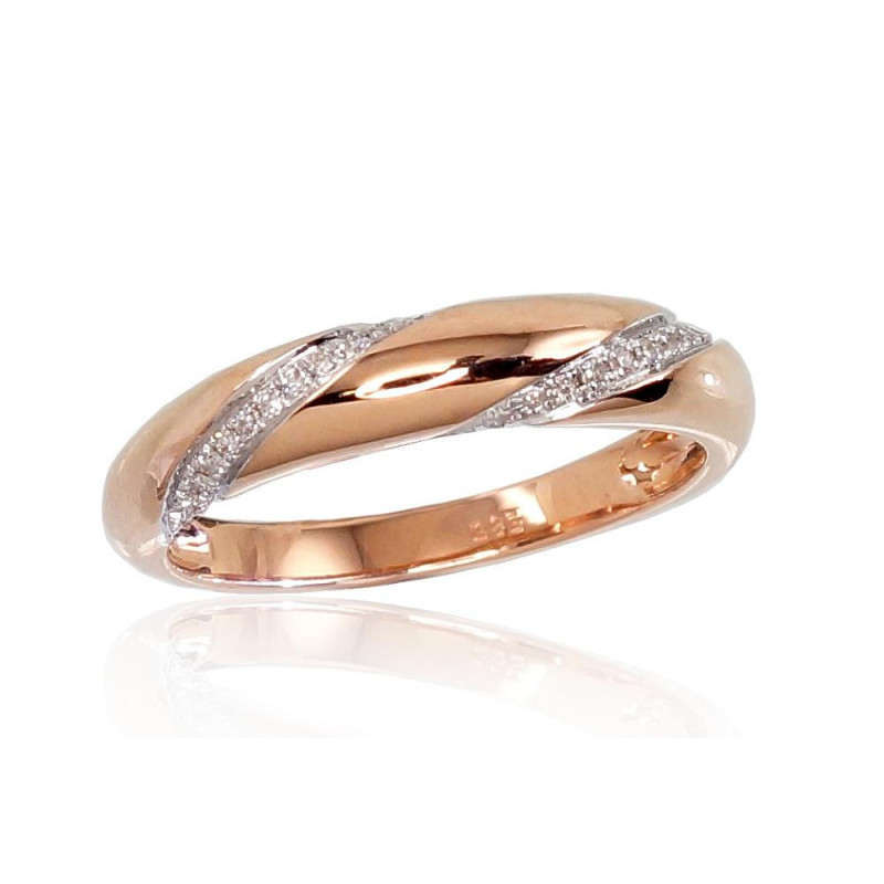 Gold ring 1100658(Au-R+PRh-W)_DI, Red Gold 585°, Rhodium (Plating) , Diamonds