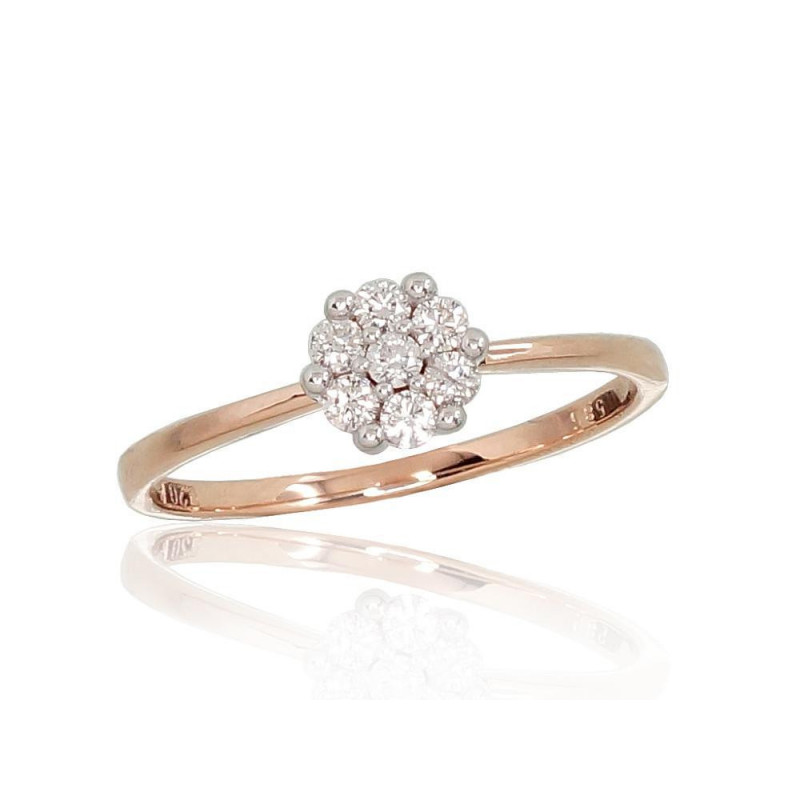 Gold ring 1100692(Au-R+PRh-W)_DI, Red Gold 585°, Rhodium (Plating) , Diamonds