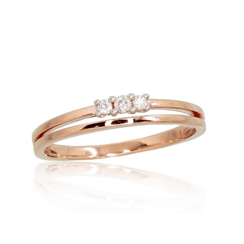 Gold ring 1100696(Au-R+PRh-W)_DI, Red Gold 585°, Rhodium (Plating) , Diamonds