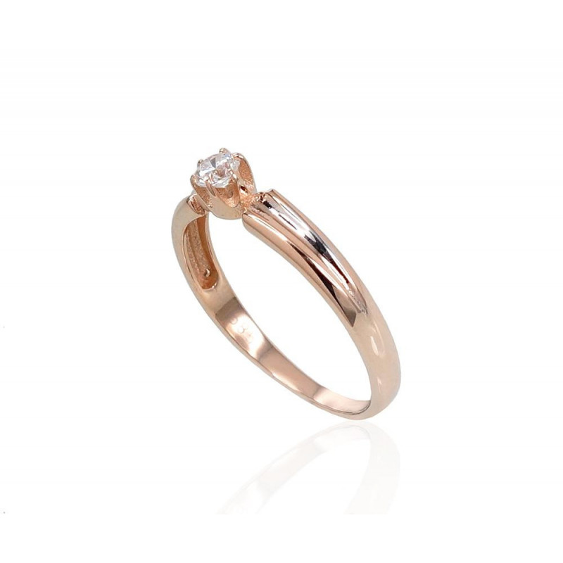 Gold ring 1100721(Au-R+PRh-W)_CZ, Red Gold 585°, Rhodium (Plating) , Zirkons