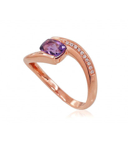 Gold ring 1100760(Au-R)_DI+AM, Red Gold 585°, Diamonds , Amethyst