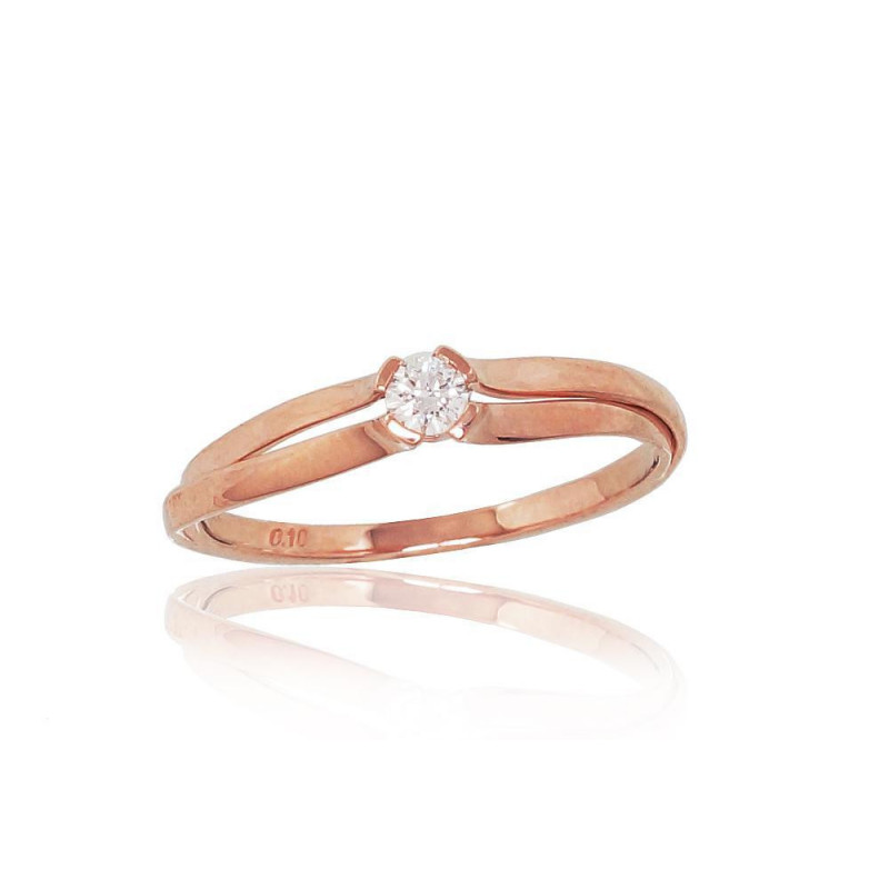 Gold ring 1100789(Au-R)_DI, Red Gold 585°, Diamonds