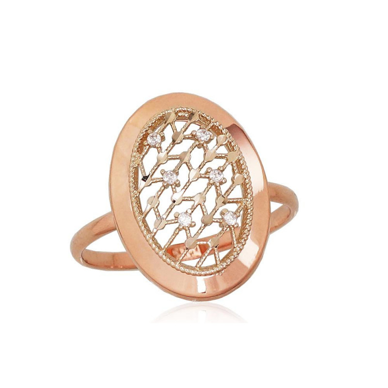 Gold ring 1100803(Au-R+Au-W)_CZ, White/Red Gold 585°, Zirkons