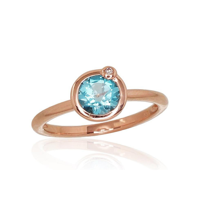 Gold ring 1100810(Au-R)_DI+TZB, Red Gold 585°, Diamonds , Blue Topaz