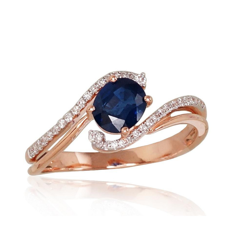 Gold ring 1100811(Au-R+PRh-W)_DI+SA, Red Gold 585°, Rhodium (Plating) , Diamonds , Sapphire