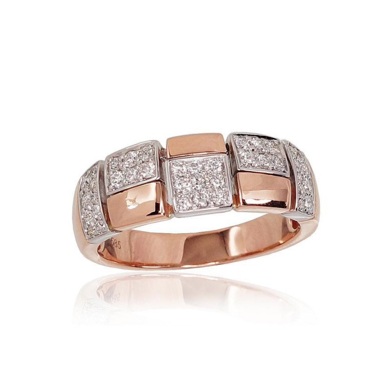 Gold ring 1100814(Au-R+Au-W)_DI, White/Red Gold 585°, Diamonds