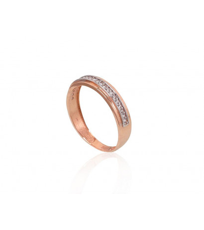 Gold ring 1100878(Au-R+PRh-W)_CZ, Red Gold 585°, Rhodium (Plating) , Zirkons