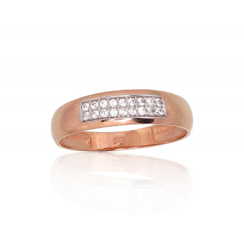 Gold ring 1100880(Au-R+PRh-W)_CZ, Red Gold 585°, Rhodium (Plating) , Zirkons