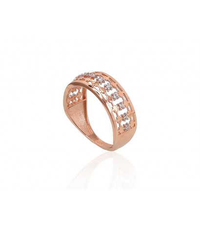 Gold ring 1100884(Au-R+PRh-W)_CZ, Red Gold 585°, Rhodium (Plating) , Zirkons