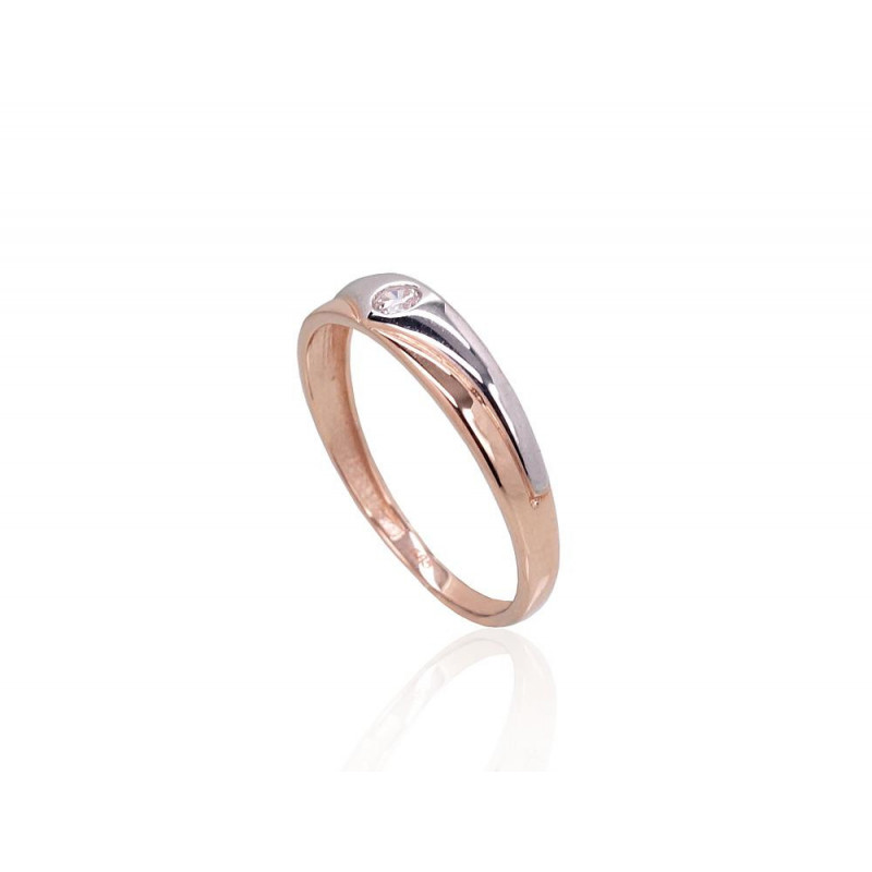 Gold ring 1100909(Au-R+PRh-W)_CZ, Red Gold 585°, Rhodium (Plating) , Zirkons