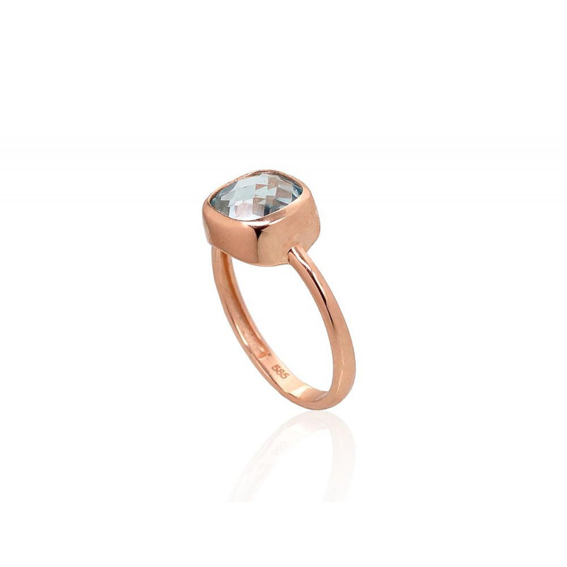 Gold ring 1100913(Au-R)_TZLB, Red Gold 585°, Sky Blue Topaz