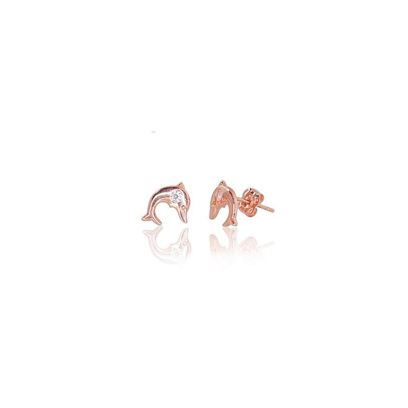 Gold classic studs earrings 1200056(Au-R)_CZ, Red Gold 585°, Zirkons