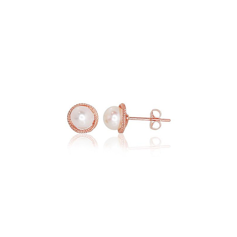 Gold classic studs earrings 1200057(Au-R)_PE, Red Gold 585°, Fresh-water Pearl