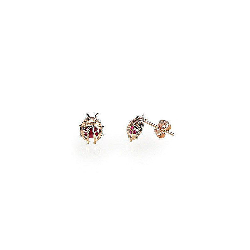 Gold classic studs earrings 1200097(Au-R)_CZ-RO, Red Gold 585°, Zirkons