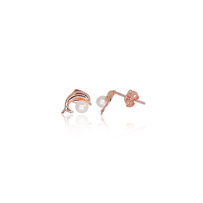 Gold classic studs earrings 1200133(Au-R)_PE, Red Gold 585°, Fresh-water Pearl