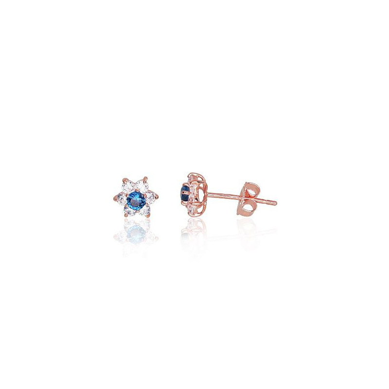 Gold classic studs earrings 1200144(Au-R)_CZ+CZ-B, Red Gold 585°, Zirkons