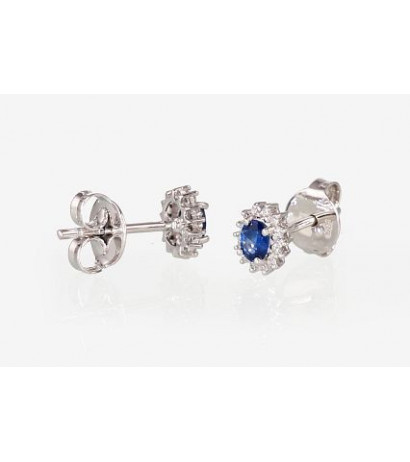 Gold classic studs earrings 1200249(Au-W)_DI+SA, White Gold 585°, Diamonds , Sapphire