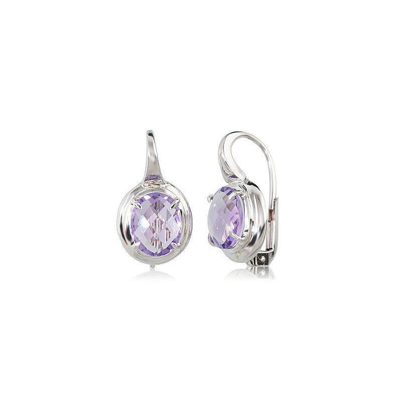 Gold Earrings 1200265(Au-W)_AM, White Gold 585°, Amethyst