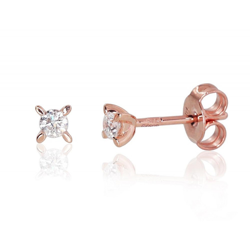 Gold classic studs earrings 1200342(Au-R)_DI, Red Gold 585°, Diamonds