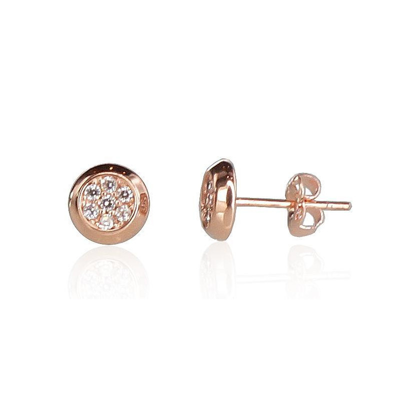 Gold classic studs earrings 1200603(Au-R)_CZ, Red Gold 585°, Zirkons