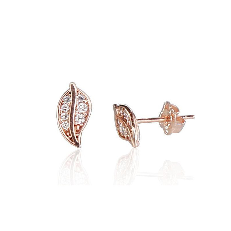 Gold classic studs earrings 1200607(Au-R)_CZ, Red Gold 585°, Zirkons