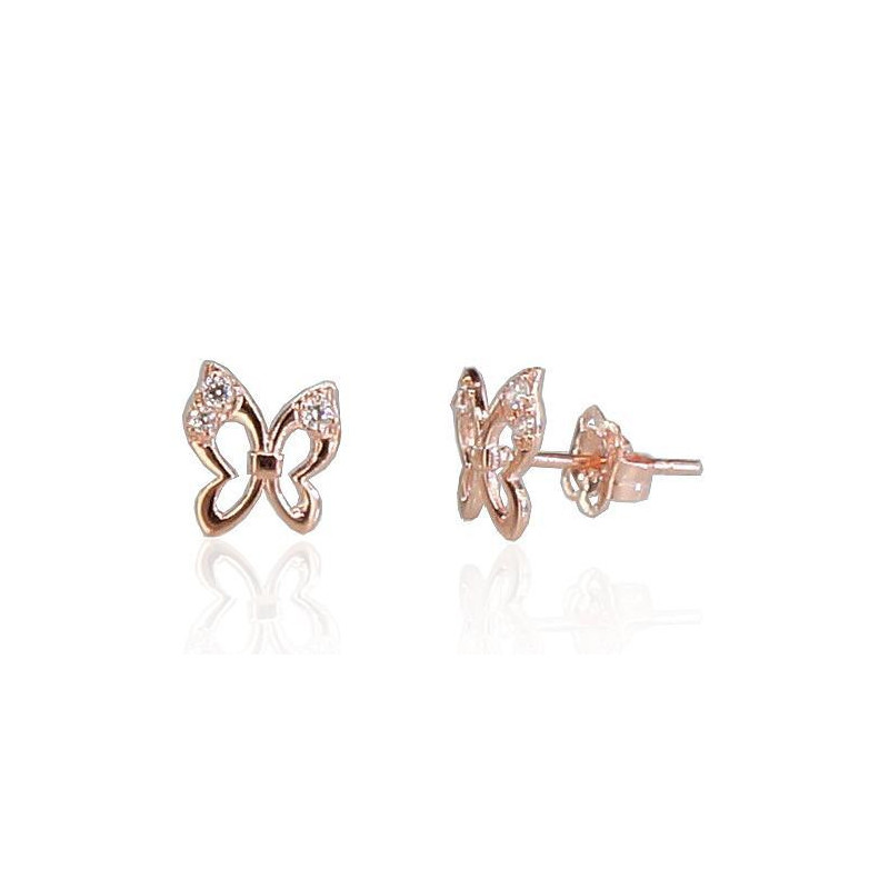 Gold classic studs earrings 1200617(Au-R)_CZ, Red Gold 585°, Zirkons