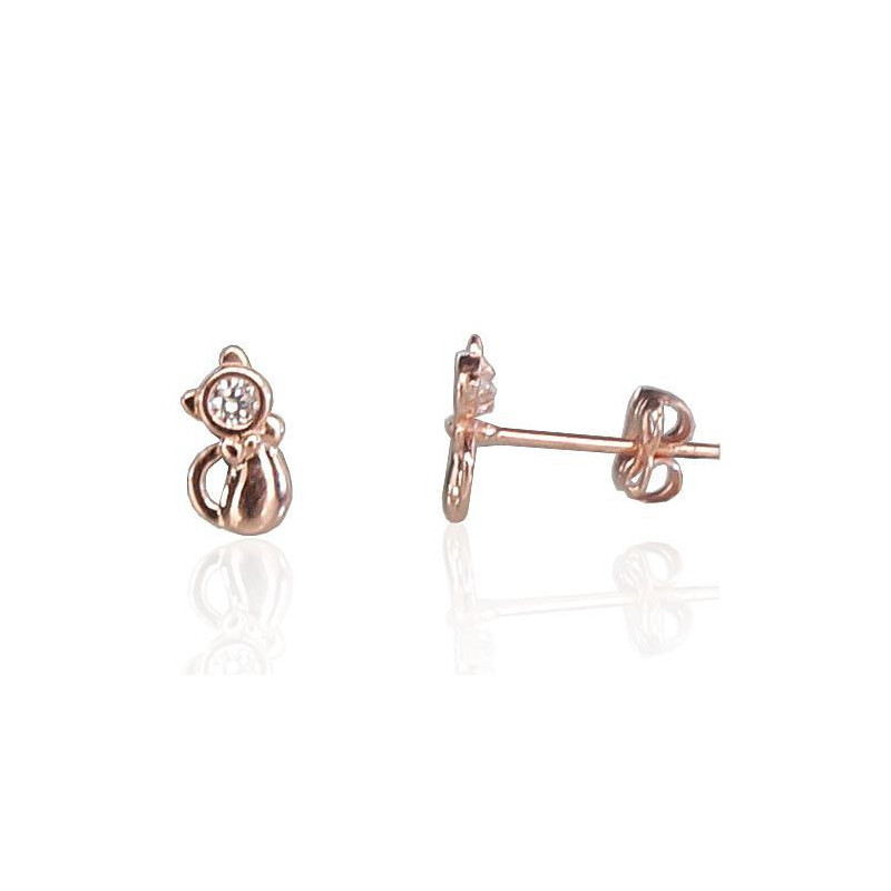 Gold classic studs earrings 1200620(Au-R)_CZ, Red Gold 585°, Zirkons