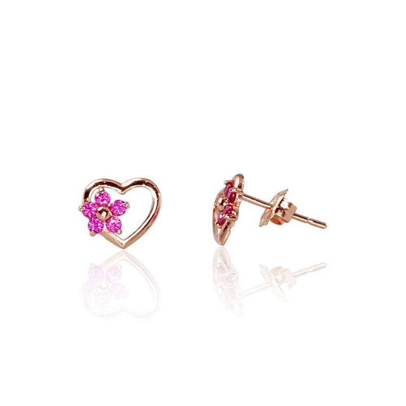 Gold classic studs earrings 1200830(Au-R)_CZ-RO, Red Gold 585°, Zirkons