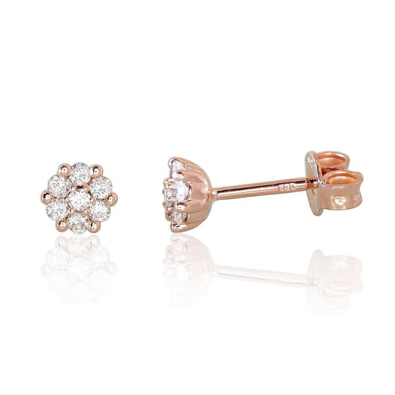 Gold classic studs earrings 1201009(Au-R)_DI, Red Gold 585°, Diamonds