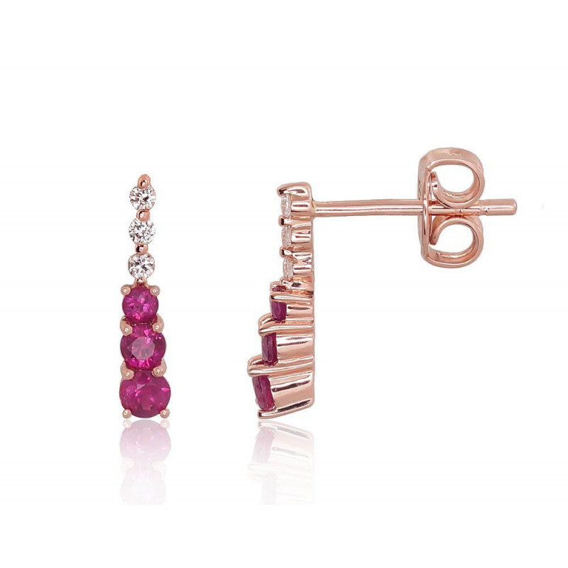 Gold classic studs earrings 1201048(Au-R)_DI+RB, Red Gold 585°, Diamonds , Ruby