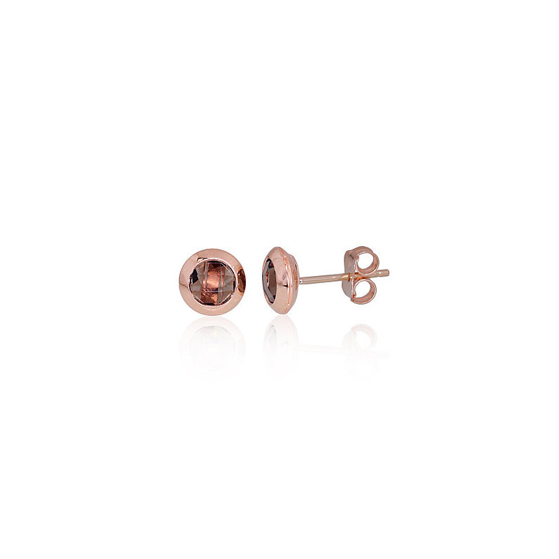 Gold classic studs earrings 1201061(Au-R)_KZSM, Red Gold 585°, Smoky Quarz