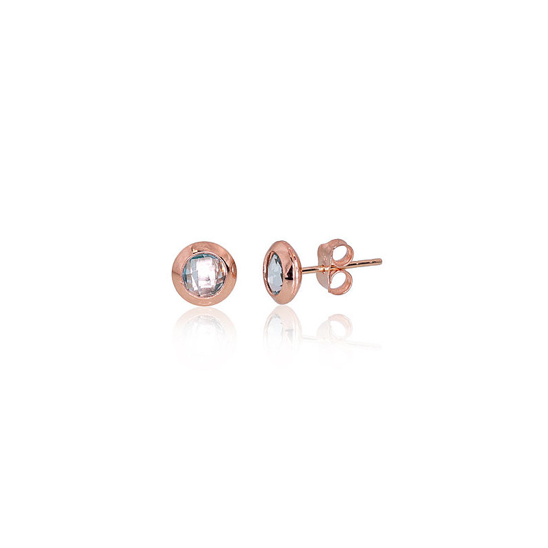 Gold classic studs earrings 1201061(Au-R)_TZLB, Red Gold 585°, Sky Blue Topaz