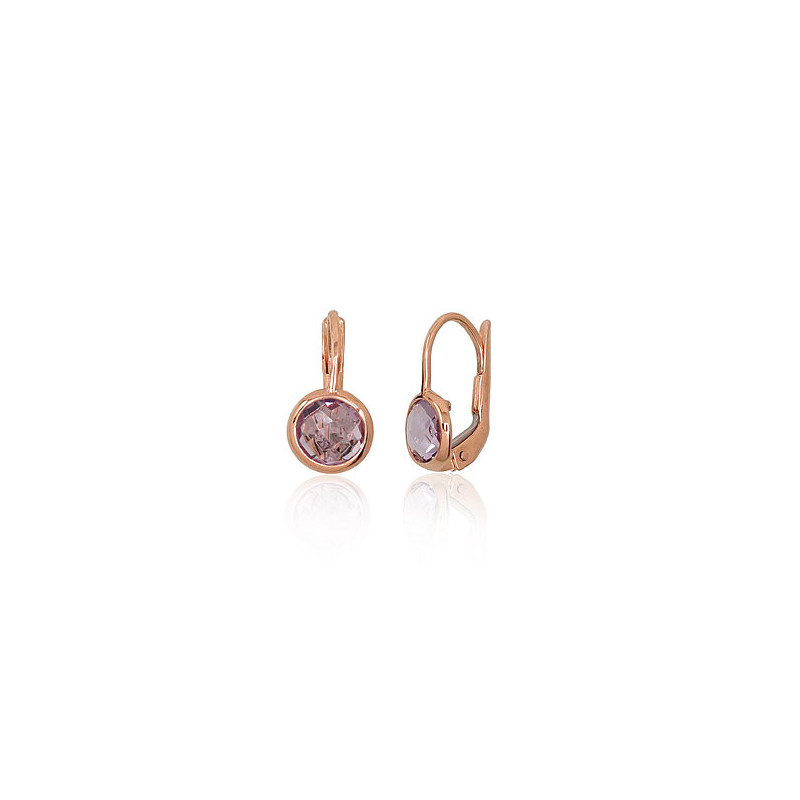 Gold earrings with 'english' lock 1201062(Au-R)_AM, Red Gold 585°, Amethyst