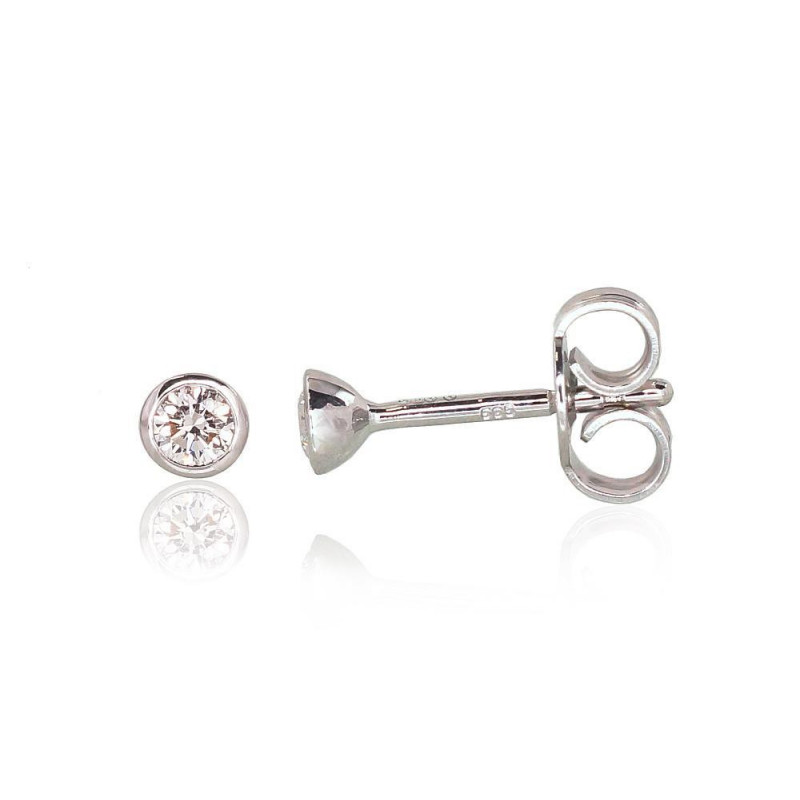 Gold classic studs earrings 1201075(Au-W)_DI, White Gold 585°, Diamonds