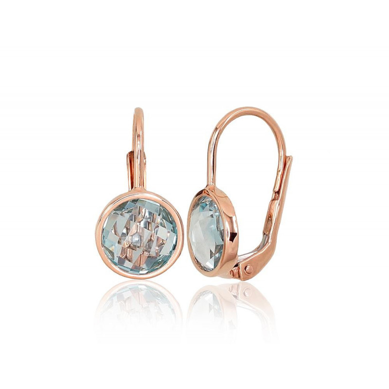 Gold earrings with 'english' lock 1201181(Au-R)_TZLB, Red Gold 585°, Sky Blue Topaz