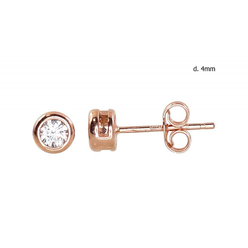 Gold classic studs earrings 1201189(Au-R)_CZ, Red Gold 585°, Zirkons