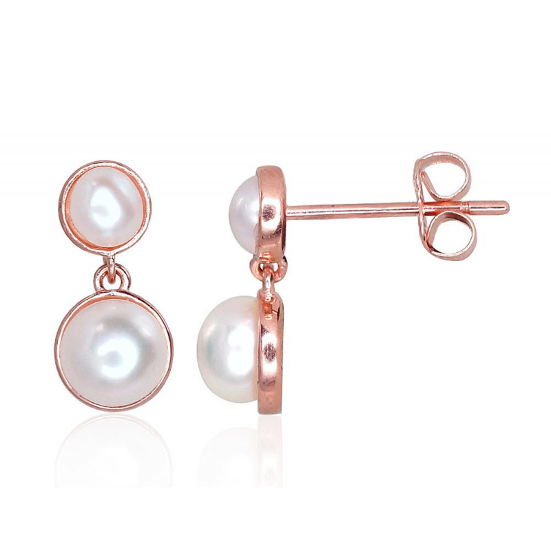 Gold classic studs earrings 1201219(Au-R)_PE, Red Gold 585°, Fresh-water Pearl