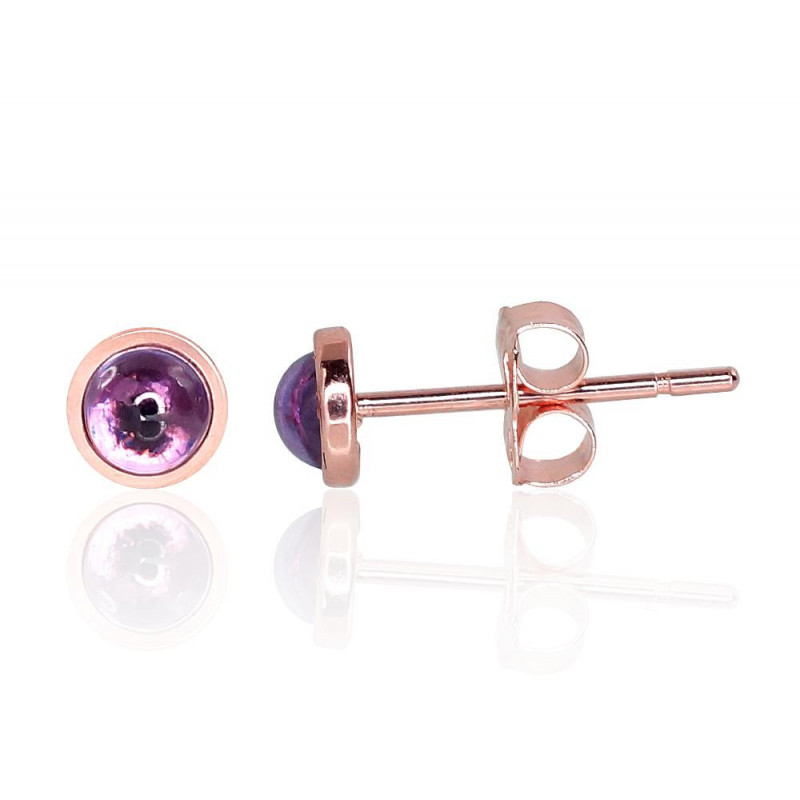 Gold classic studs earrings 1201222(Au-R)_AM, Red Gold 585°, Amethyst