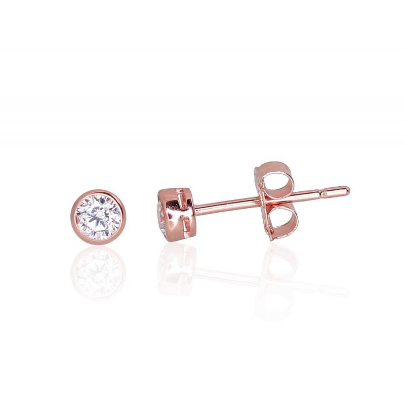 Gold classic studs earrings 1201223(Au-R)_CZ, Red Gold 585°, Zirkons