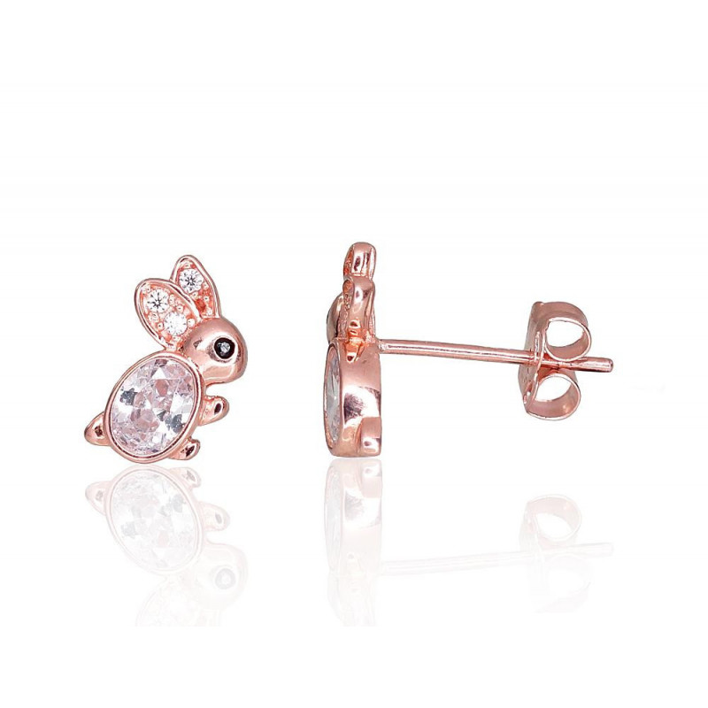 Gold classic studs earrings 1201227(Au-R)_CZ+CZ-BK, Red Gold 585°, Zirkons