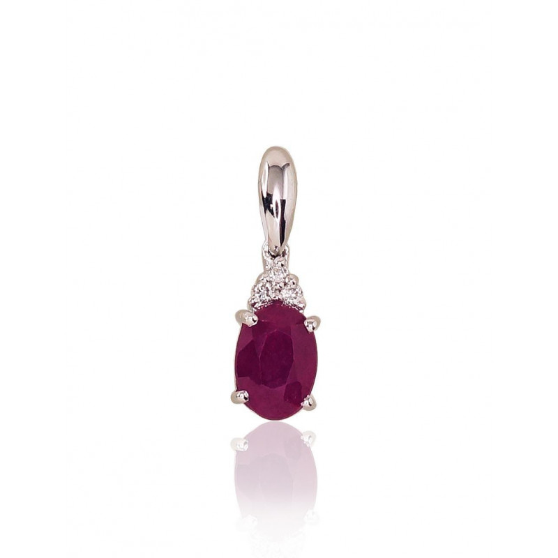 Gold pendant 1300177(Au-W)_DI+RB, White Gold 585°, Diamonds , Ruby