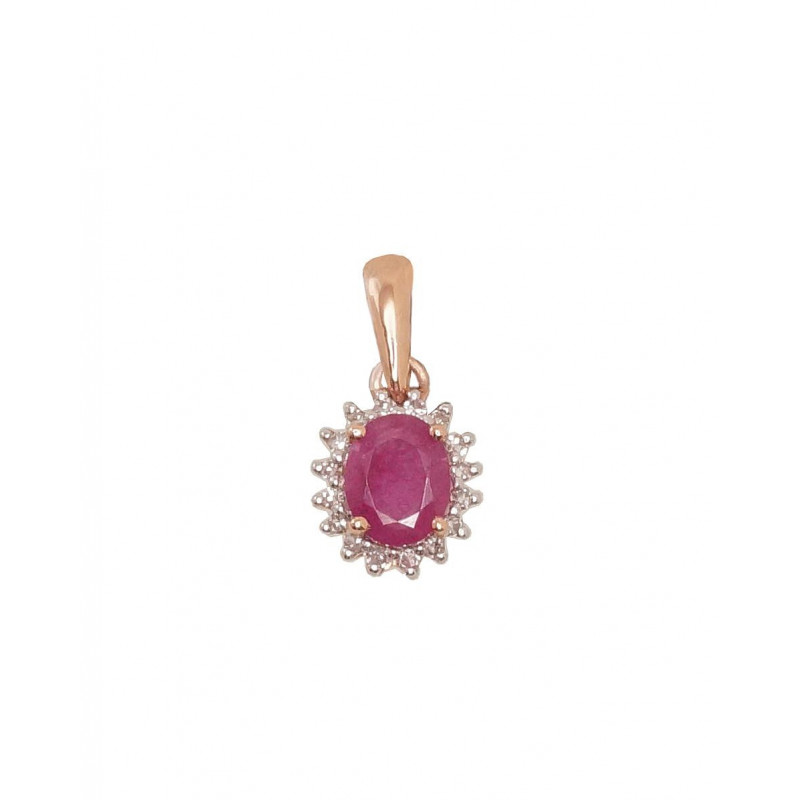 Gold pendant 1300178(Au-R+PRh-W)_DI+RB, Red Gold 585°, Rhodium (Plating) , Diamonds , Ruby