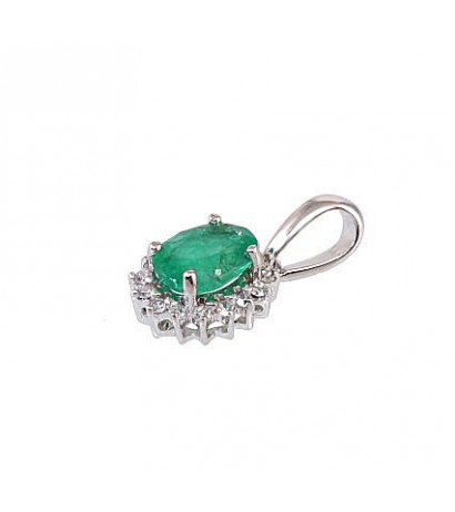 Gold pendant 1300178(Au-W)_DI+EM, White Gold 585°, Diamonds , Emerald