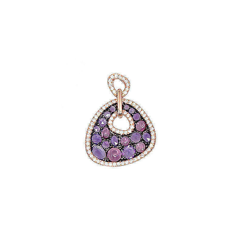 Gold pendant 1300181(Au-R)_DI+AM+RD, Red Gold 585°, Diamonds , Amethyst , Rodolite