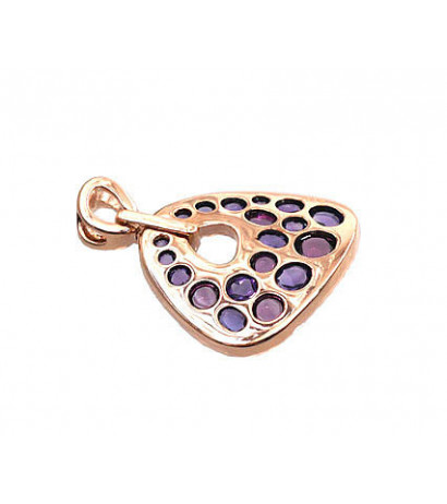 Gold pendant 1300181(Au-R)_DI+AM+RD, Red Gold 585°, Diamonds , Amethyst , Rodolite