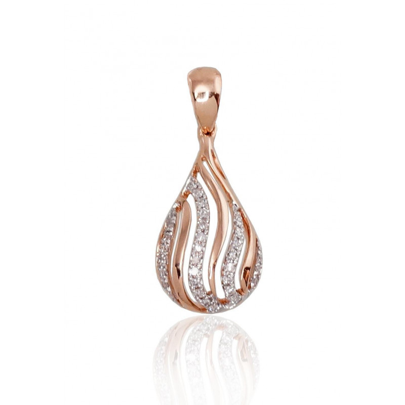 Gold pendant 1300208(Au-R+PRh-W)_DI, Red Gold 585°, Rhodium (Plating) , Diamonds