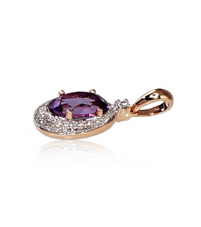 Gold pendant 1300264(Au-R+PRh-W)_DI+AM, Red Gold 585°, Rhodium (Plating) , Diamonds , Amethyst