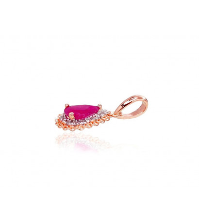 Gold pendant 1300411(Au-R+PRh-W)_DI+RB, Red Gold 585°, Rhodium (Plating) , Diamonds , Ruby