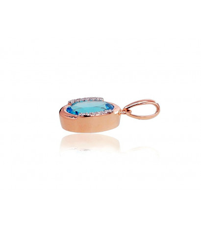 Gold pendant 1300413(Au-R+PRh-W)_DI+TZB, Red Gold 585°, Rhodium (Plating) , Diamonds , Blue Topaz